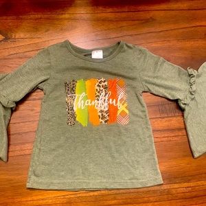 Thankful flare sleeve shirt. Toddler size Medium